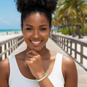 Green and White birthday bracelet